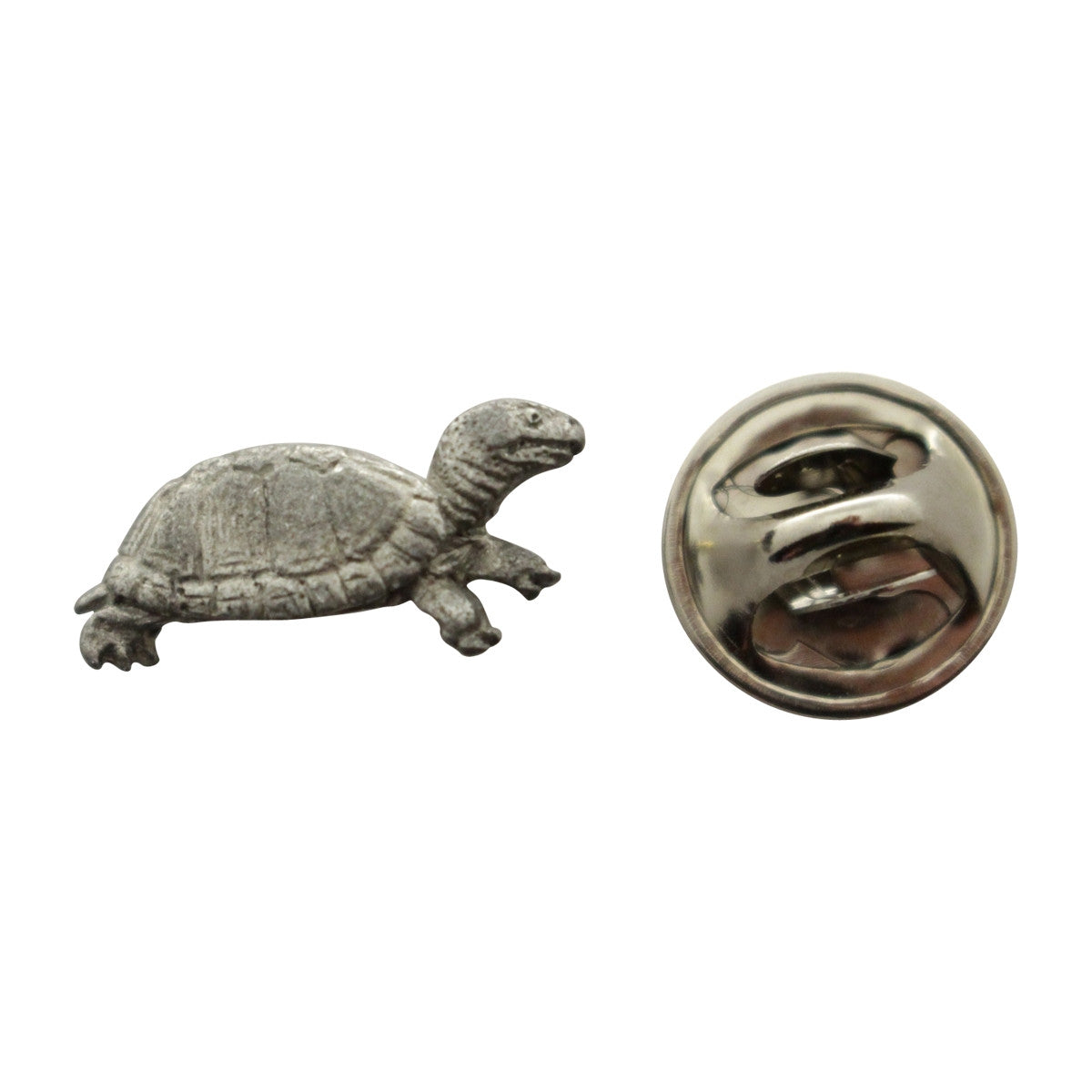 Box Turtle Mini Pin ~ Antiqued Pewter ~ Miniature Lapel Pin ~ Sarah's Treats & Treasures